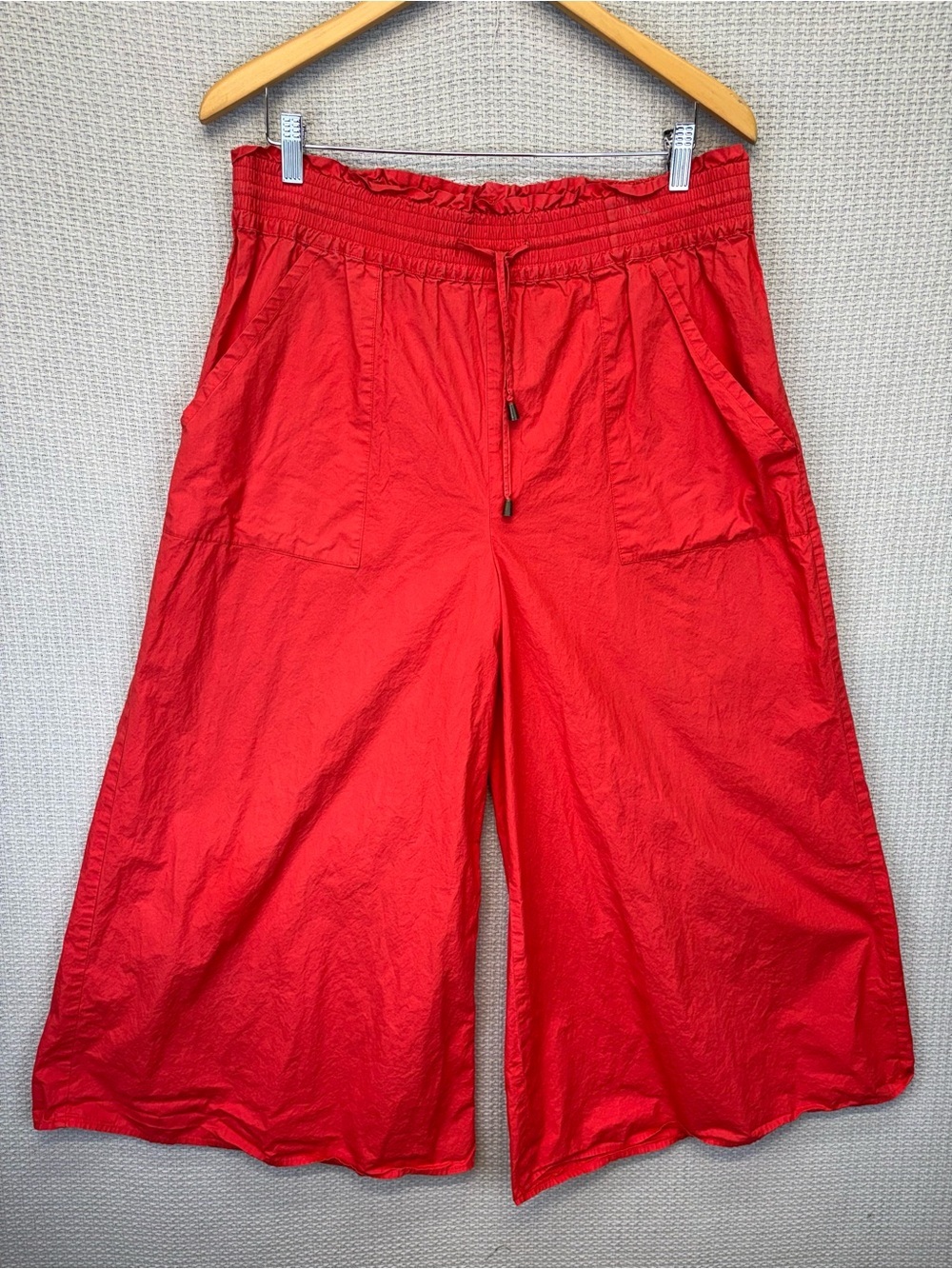 Apiece Apart Galicia Red Pant Sz 4 Wide Leg Cropped 100% Organic Cotton Boho